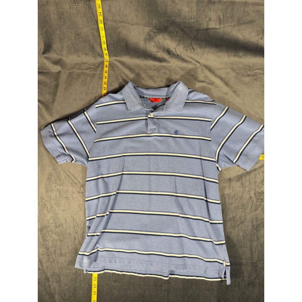 IZOD Polo Shirt Mens XXL Blue Striped Short Sleeve Cotton Pique Logo